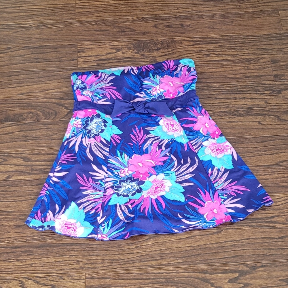 Calypso Cove One Piece Dress Swimsuit Pink Purple Blue Floral Bathing Suit 12